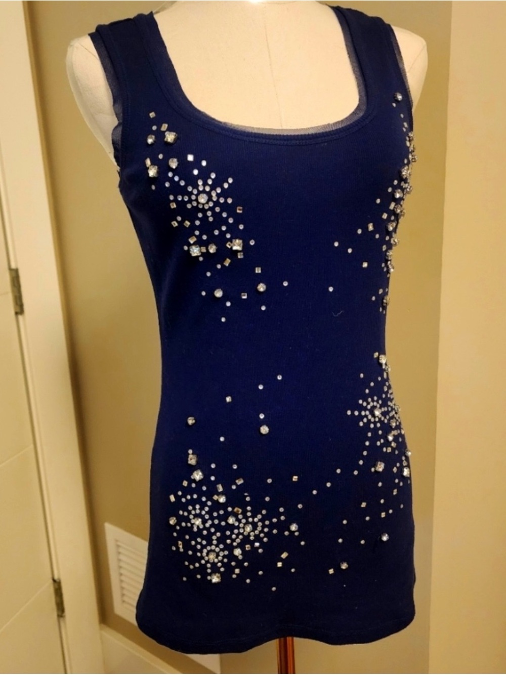 INC International Concepts Navy Embellished Tank Top